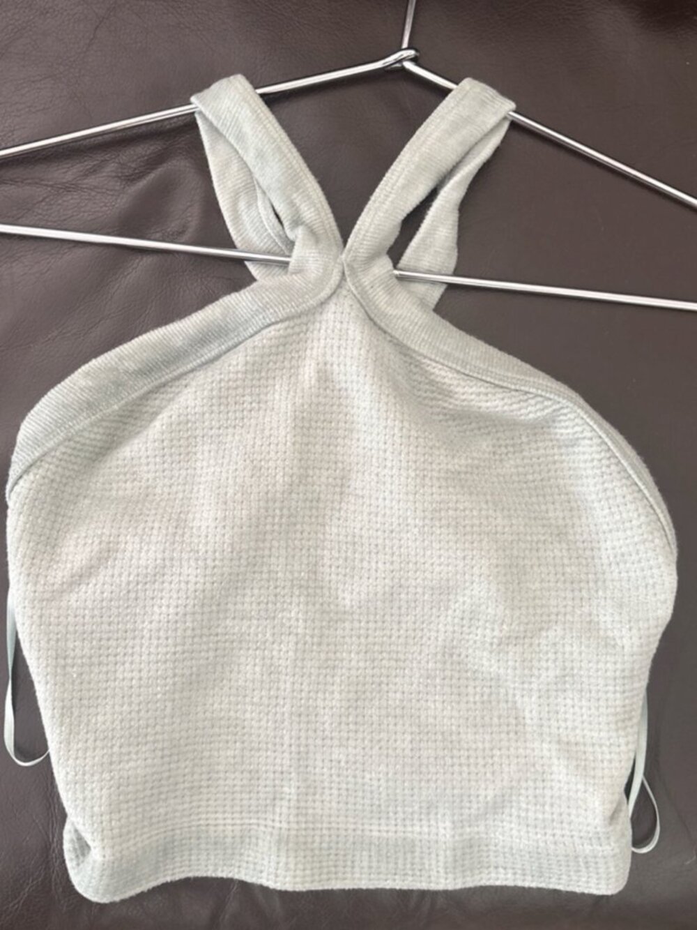 Free People M/L Womens Light Sage Ribbed Halted Crop top tank